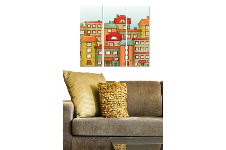 Canvastaulu City 3-pak Monivärinen - 20x50 cm - Seinäkoristeet - Canvas-taulu