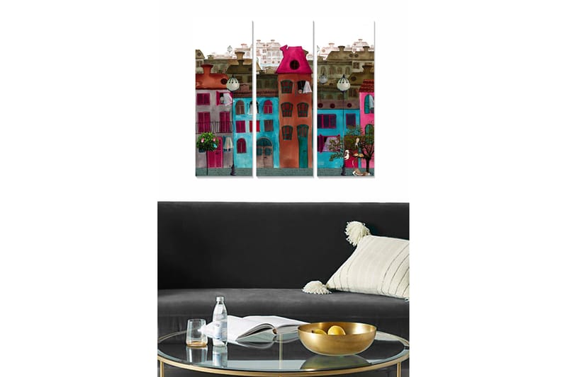 Canvastaulu City 3-pak Monivärinen - 20x50 cm - Sisustustuotteet - Seinäkoristeet