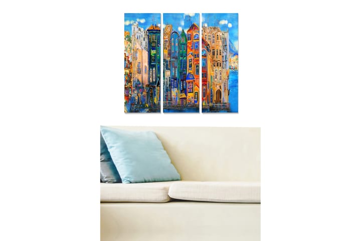 Canvastaulu City 3-pak Monivärinen - 20x50 cm - Canvas-taulu - Seinäkoristeet