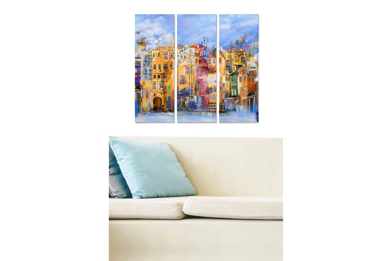 Canvastaulu City 3-pak Monivärinen - 20x50 cm - Sisustustuotteet - Seinäkoristeet