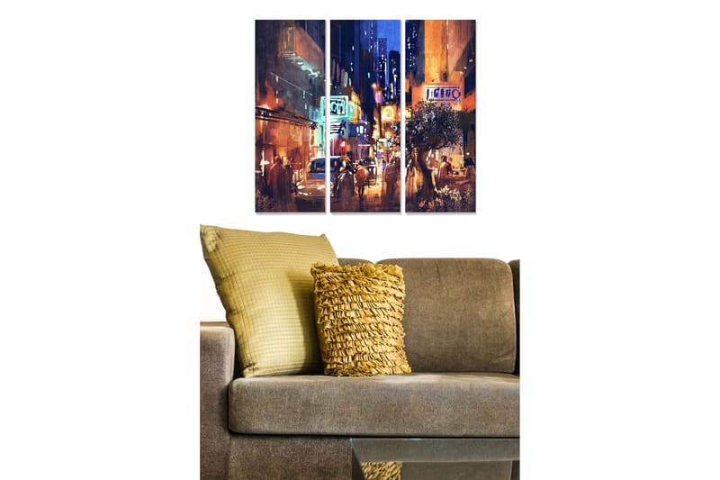 Canvastaulu City 3-pak Monivärinen - 20x50 cm - Sisustustuotteet - Seinäkoristeet