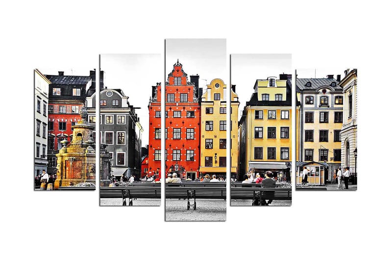 Canvastaulu City 5-pak Monivärinen - 20x60 cm - Sisustustuotteet - Seinäkoristeet