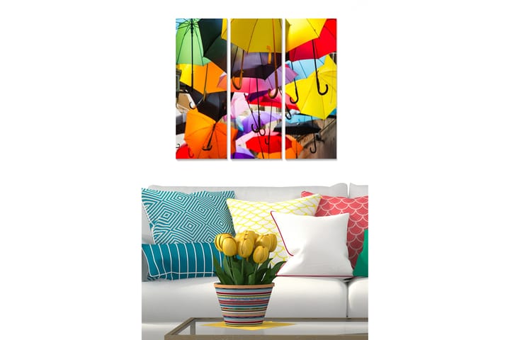 Canvastaulu Colorful 3-pak Monivärinen - 20x50 cm - Seinäkoristeet - Canvas-taulu