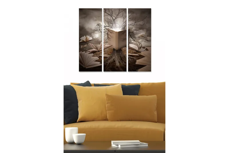 Canvastaulu Curiosities 3-pak Monivärinen, 20x50 cm