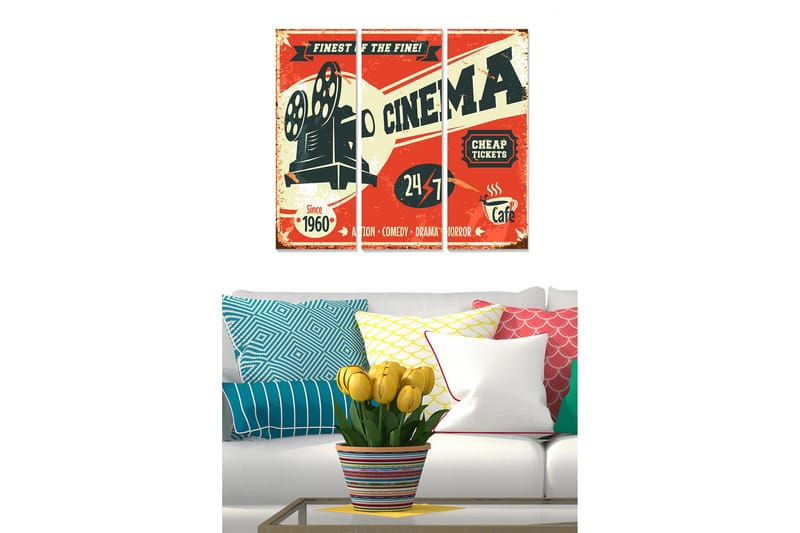Canvastaulu Entertainment 3-pak Monivärinen - 20x50 cm - Sisustustuotteet - Seinäkoristeet