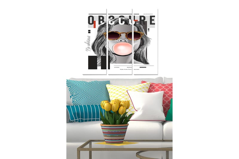 Canvastaulu Fashion 3-pak Monivärinen, 20x50 cm