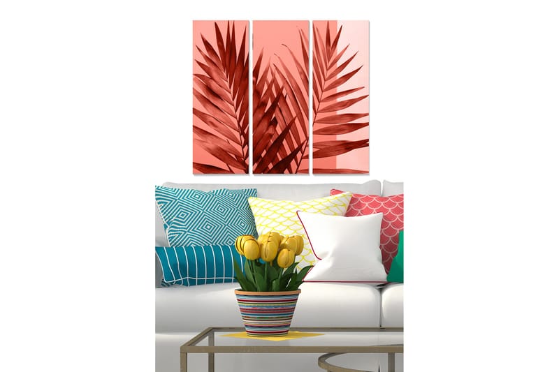 Canvastaulu Floral 3-pak Monivärinen, 20x50 cm