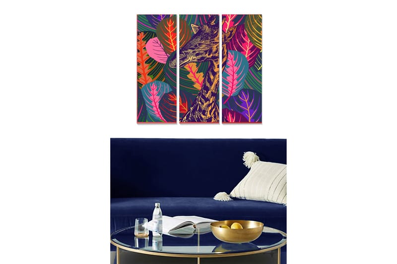 Canvastaulu Floral 3-pak Monivärinen, 20x50 cm