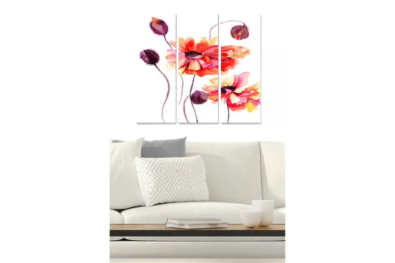 Canvastaulu Floral 3-pak Monivärinen, 20x50 cm