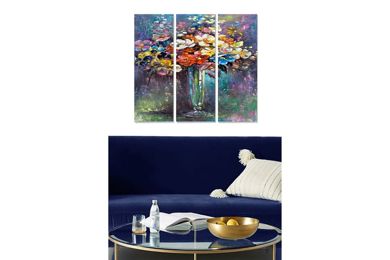 Canvastaulu Floral 3-pak Monivärinen - 20x50 cm - Sisustustuotteet - Seinäkoristeet