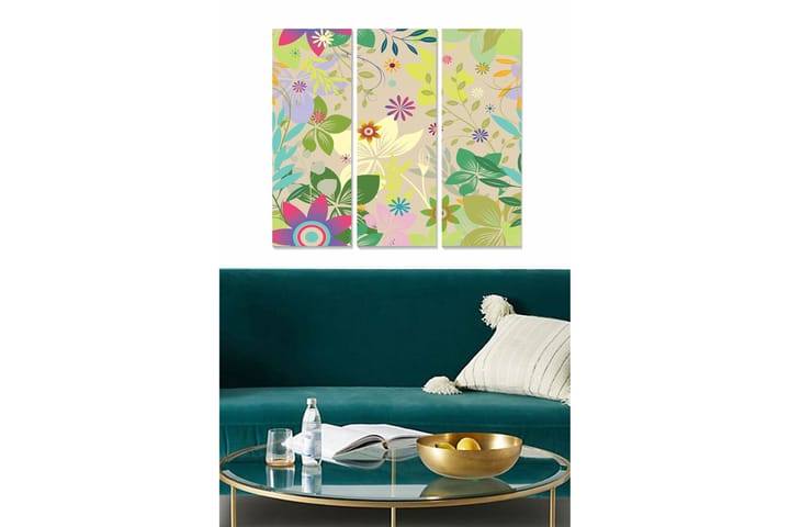 Canvastaulu Floral 3-pak Monivärinen - 20x50 cm - Canvas-taulu - Seinäkoristeet