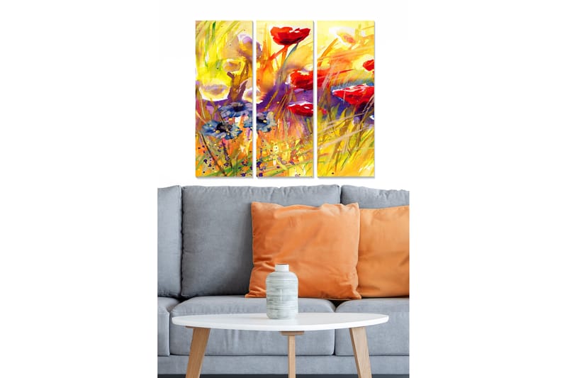 Canvastaulu Floral 3-pak Monivärinen - 20x50 cm - Canvas-taulu - Seinäkoristeet