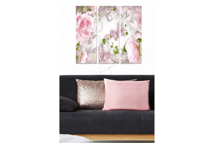 Canvastaulu Floral 3-pak Monivärinen - 20x50 cm - Seinäkoristeet - Canvas-taulu