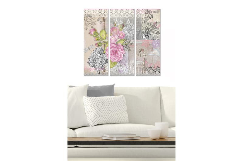 Canvastaulu Floral 3-pak Monivärinen - 20x50 cm - Sisustustuotteet - Seinäkoristeet