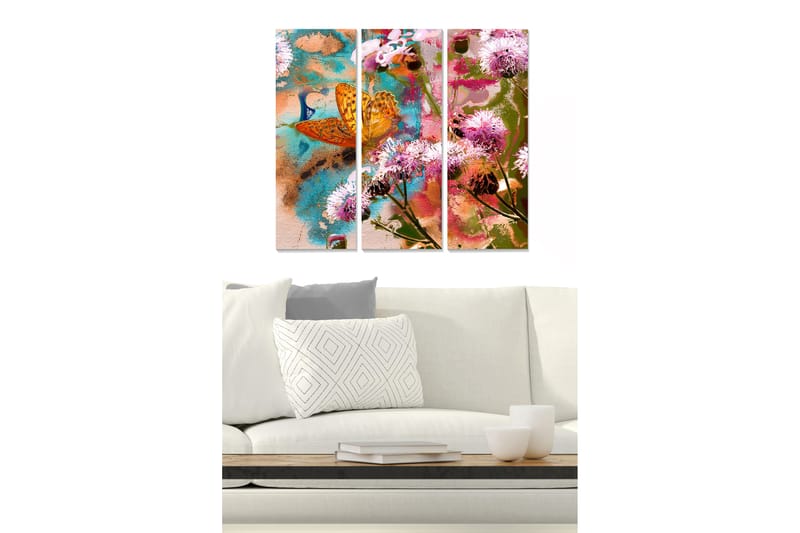 Canvastaulu Floral 3-pak Monivärinen - 20x50 cm - Sisustustuotteet - Seinäkoristeet