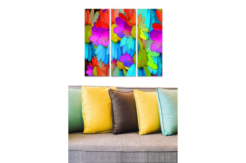Canvastaulu Floral 3-pak Monivärinen - 20x50 cm - Sisustustuotteet - Seinäkoristeet