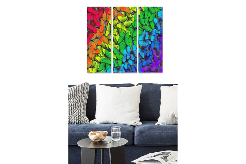 Canvastaulu Floral 3-pak Monivärinen - 20x50 cm - Sisustustuotteet - Seinäkoristeet