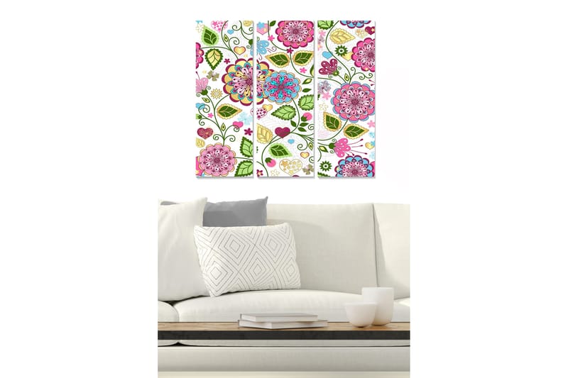 Canvastaulu Floral 3-pak Monivärinen - 20x50 cm - Sisustustuotteet - Seinäkoristeet