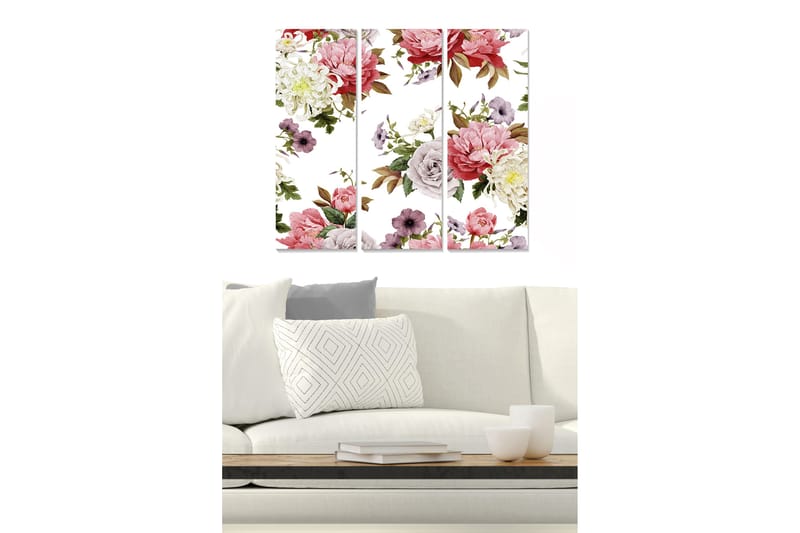 Canvastaulu Floral 3-pak Monivärinen - 20x50 cm - Sisustustuotteet - Seinäkoristeet