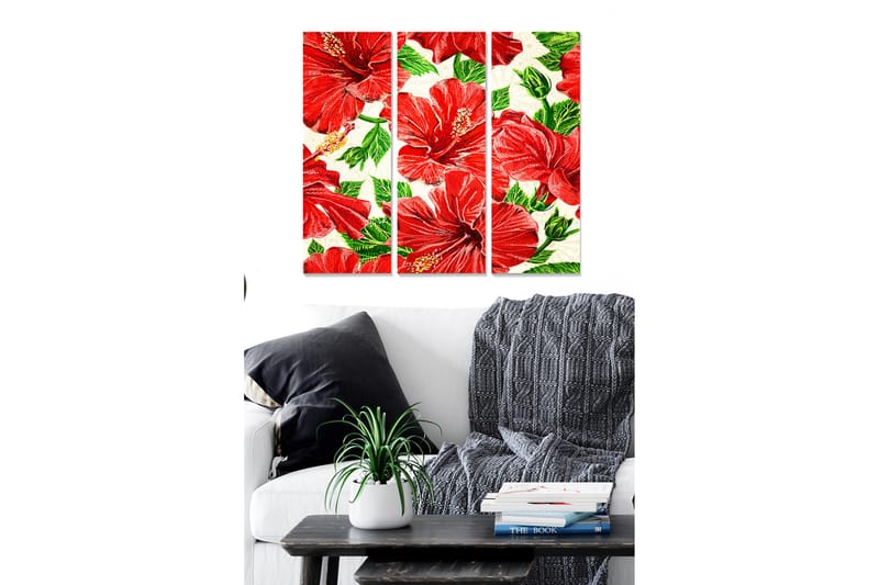 Canvastaulu Floral 3-pak Monivärinen - 20x50 cm - Sisustustuotteet - Seinäkoristeet