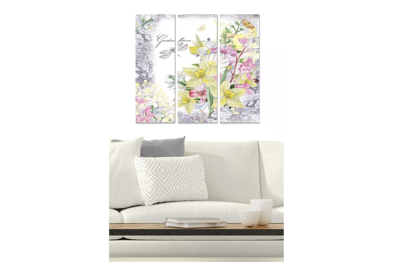 Canvastaulu Floral 3-pak Monivärinen - 20x50 cm - Sisustustuotteet - Seinäkoristeet