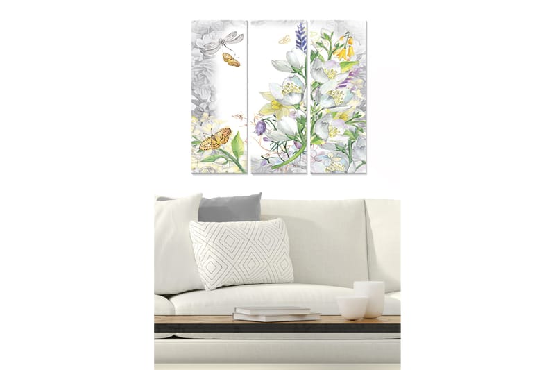 Canvastaulu Floral 3-pak Monivärinen - 20x50 cm - Sisustustuotteet - Seinäkoristeet
