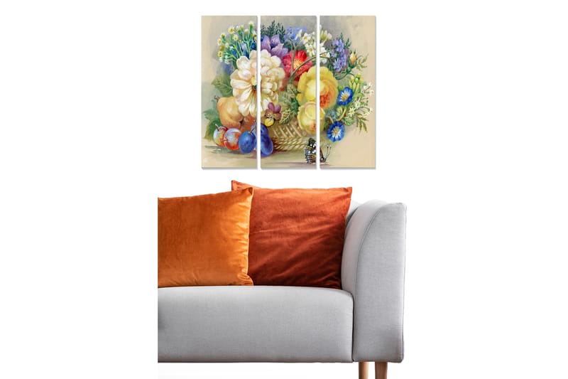 Canvastaulu Floral 3-pak Monivärinen - 20x50 cm - Sisustustuotteet - Seinäkoristeet