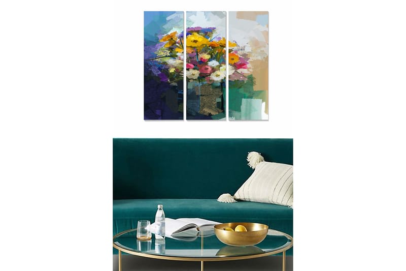 Canvastaulu Floral 3-pak Monivärinen - 20x50 cm - Sisustustuotteet - Seinäkoristeet