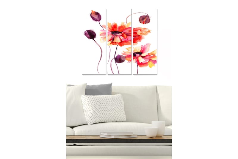 Canvastaulu Floral 3-pak Monivärinen - 20x50 cm - Sisustustuotteet - Seinäkoristeet