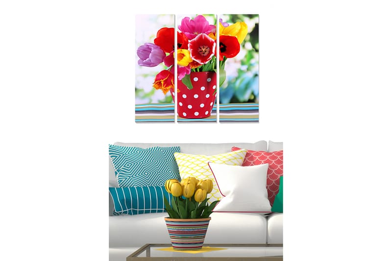 Canvastaulu Floral 3-pak Monivärinen - 20x50 cm - Sisustustuotteet - Seinäkoristeet