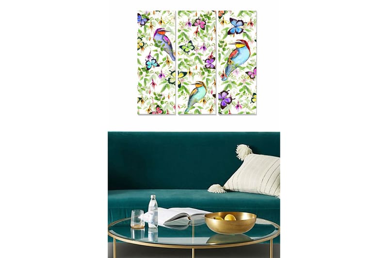 Canvastaulu Floral 3-pak Monivärinen - 20x50 cm - Sisustustuotteet - Seinäkoristeet