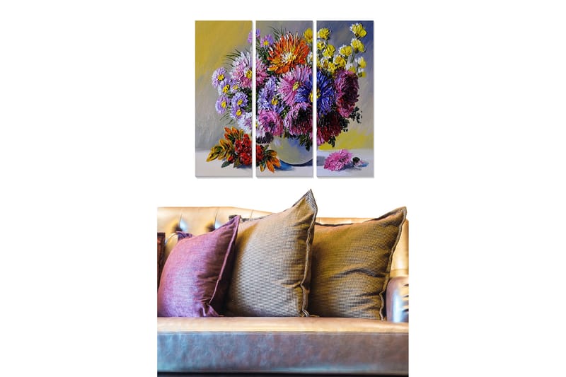 Canvastaulu Floral 3-pak Monivärinen - 20x50 cm - Sisustustuotteet - Seinäkoristeet