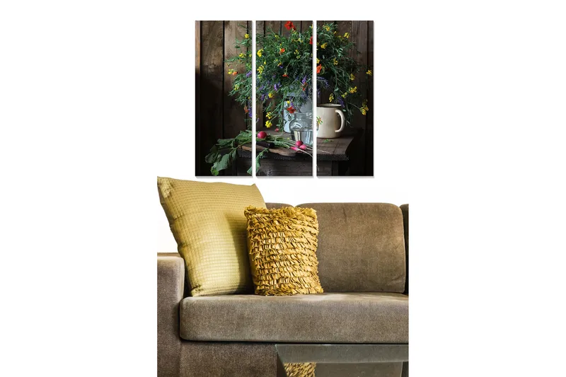 Canvastaulu Floral 3-pak Monivärinen, 20x50 cm