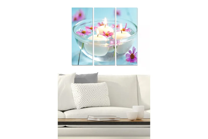 Canvastaulu Floral 3-pak Monivärinen, 20x50 cm