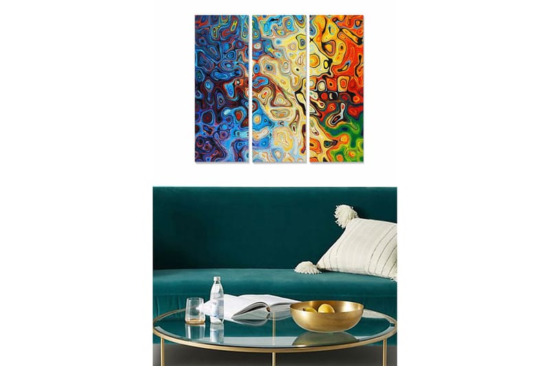 Canvastaulu Floral 3-pak Monivärinen, 20x50 cm