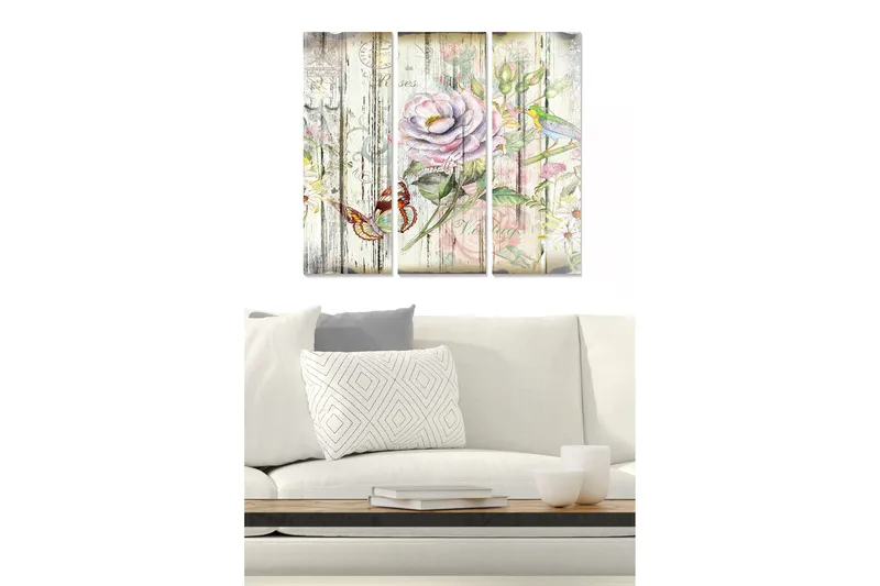 Canvastaulu Floral 3-pak Monivärinen, 20x50 cm