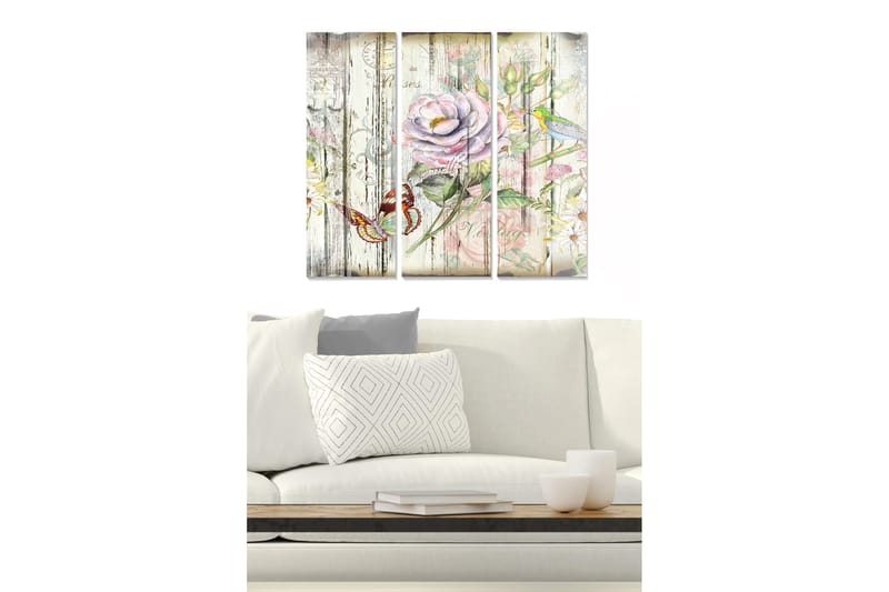 Canvastaulu Floral 3-pak Monivärinen, 20x50 cm