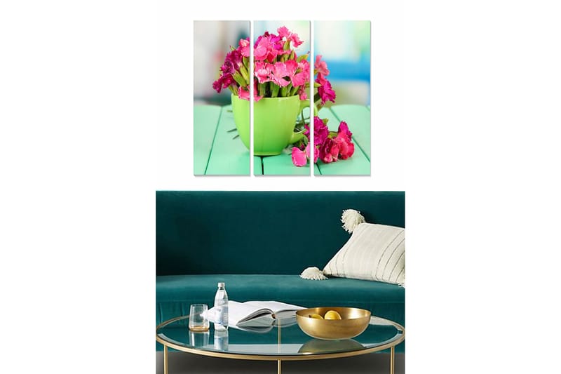 Canvastaulu Floral 3-pak Monivärinen, 20x50 cm