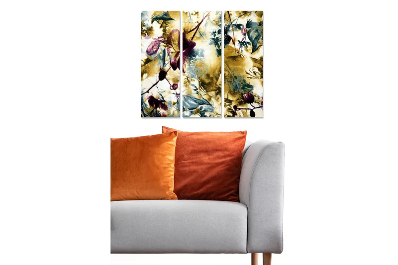Canvastaulu Floral 3-pak Monivärinen, 20x50 cm