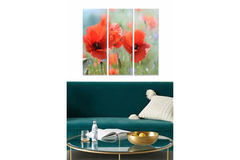 Canvastaulu Floral 3-pak Monivärinen, 20x50 cm