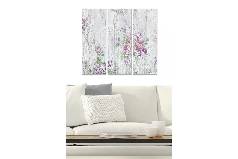 Canvastaulu Floral 3-pak Monivärinen, 20x50 cm