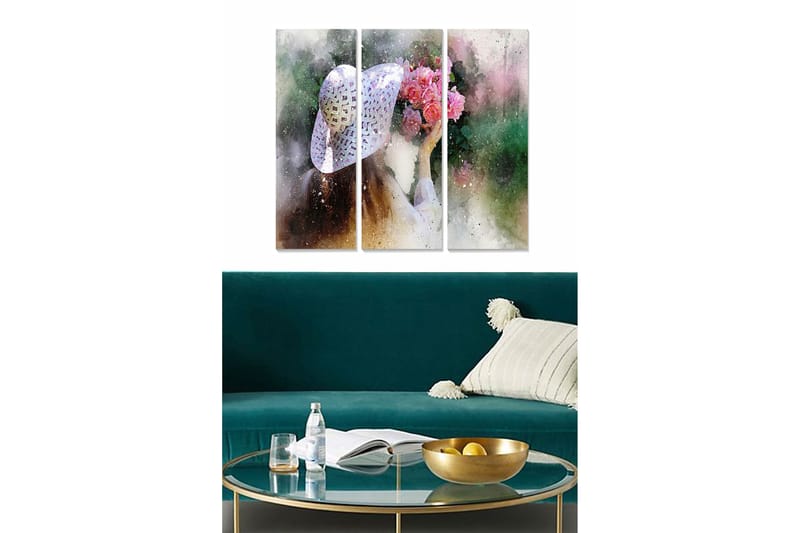 Canvastaulu Floral 3-pak Monivärinen, 20x50 cm