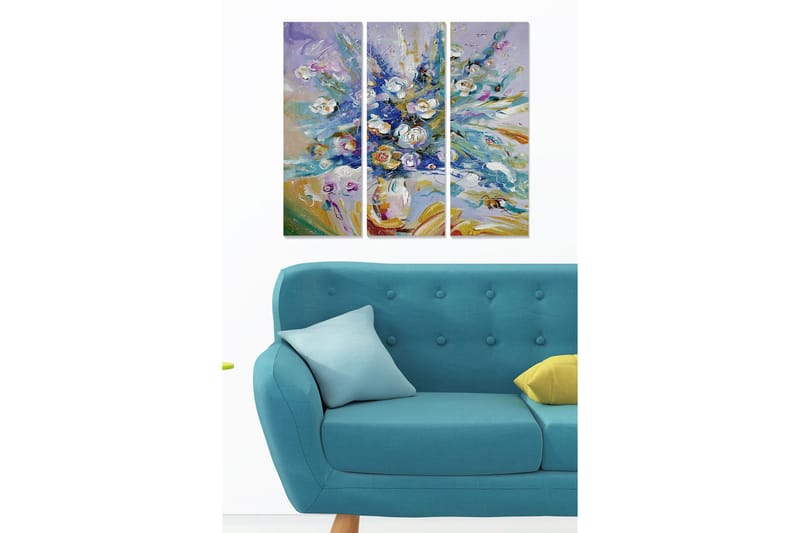 Canvastaulu Floral 3-pak Monivärinen, 20x50 cm