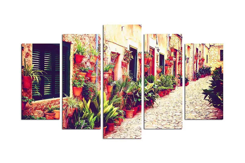 Canvastaulu Flowers 5-pak Monivärinen, 20x60 cm