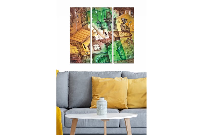 Canvastaulu Geometric 3-pak Monivärinen - 20x50 cm - Sisustustuotteet - Seinäkoristeet