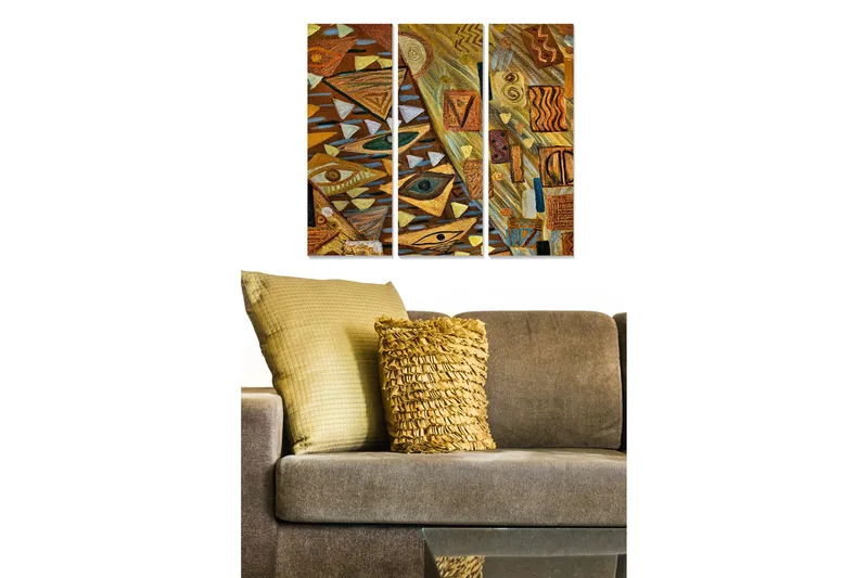 Canvastaulu Geometric 3-pak Monivärinen, 20x50 cm