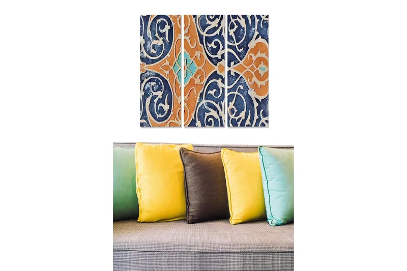 Canvastaulu Geometric 3-pak Monivärinen, 20x50 cm