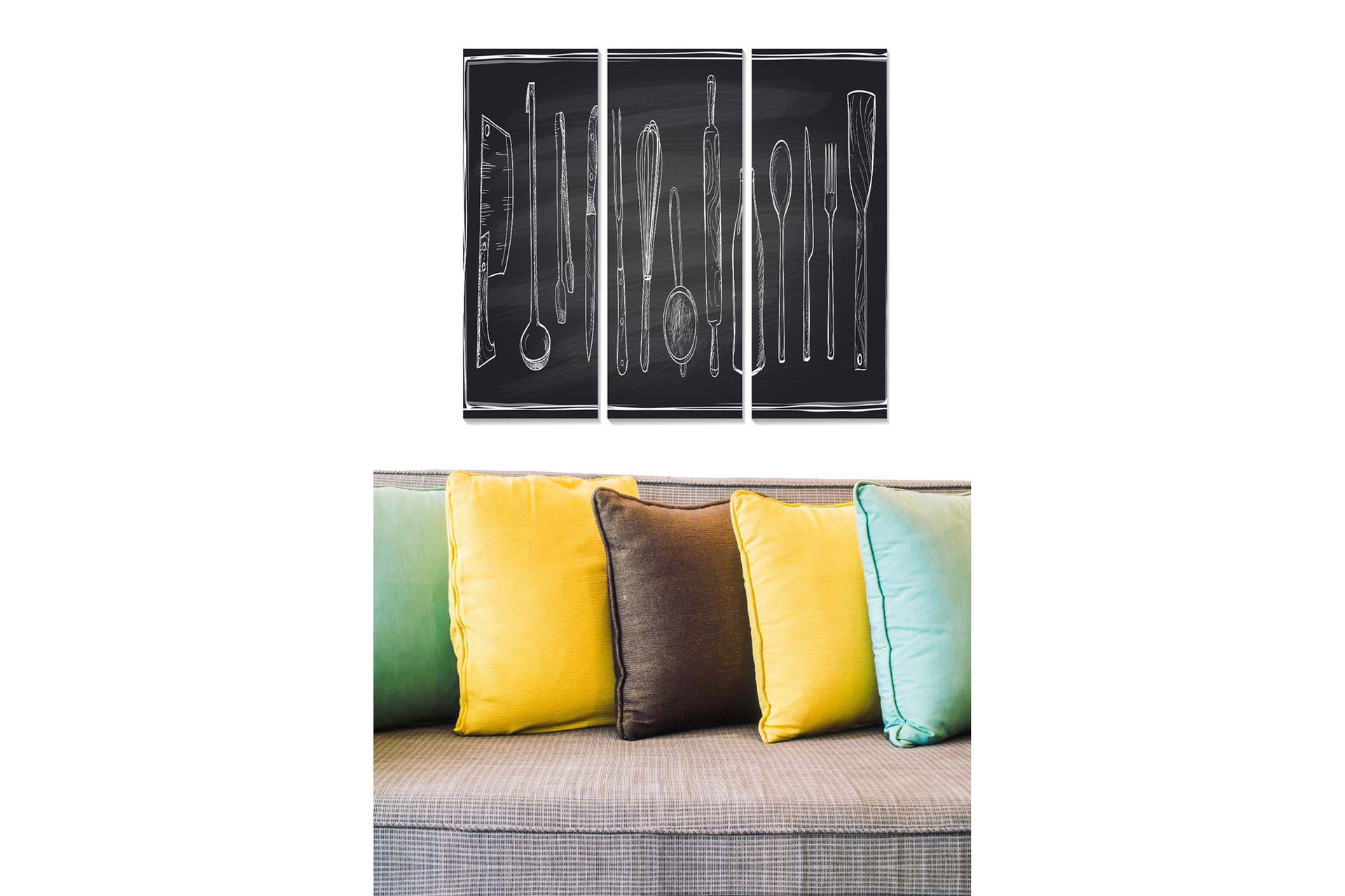 Canvastaulu Kitchen 3-pak Monivärinen - 20x50 cm - Sisustustuotteet - Seinäkoristeet
