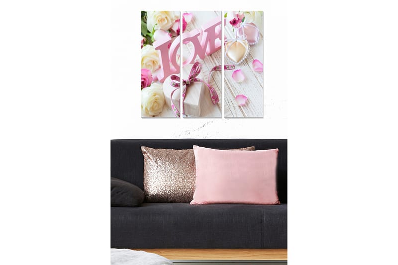 Canvastaulu Love 3-pak Monivärinen - 20x50 cm - Sisustustuotteet - Seinäkoristeet