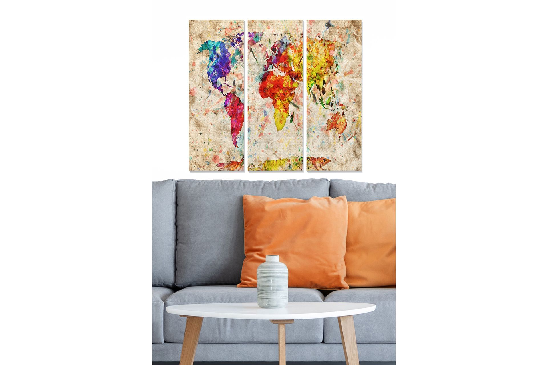 Canvastaulu Map 3-pak Monivärinen - 20x50 cm - Sisustustuotteet - Seinäkoristeet